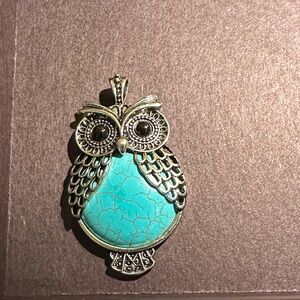 Turquoise Owl Pendant Necklace